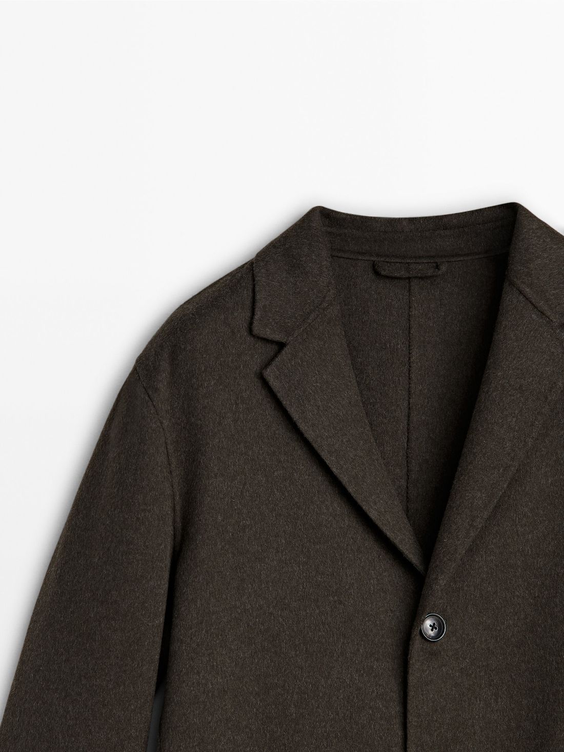 Massimo Dutti Wool Blend Chesterfield- Studio Men Coat Dark Brown | US-WE2594106