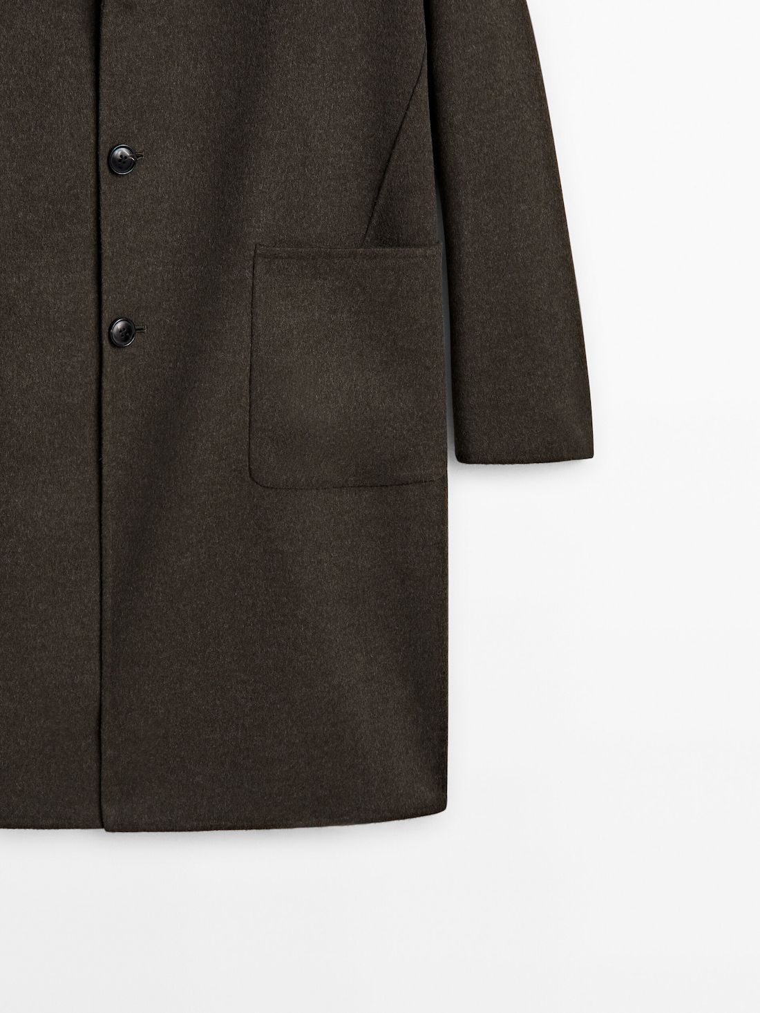 Massimo Dutti Wool Blend Chesterfield- Studio Men Coat Dark Brown | US-WE2594106