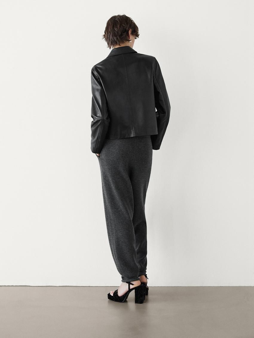 Massimo Dutti Wool Blend Chunky Knit Women Trousers Dark Grey | US-HV3807295