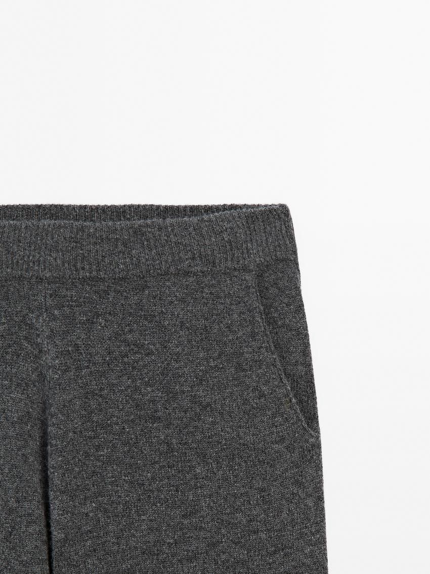 Massimo Dutti Wool Blend Chunky Knit Women Trousers Dark Grey | US-HV3807295