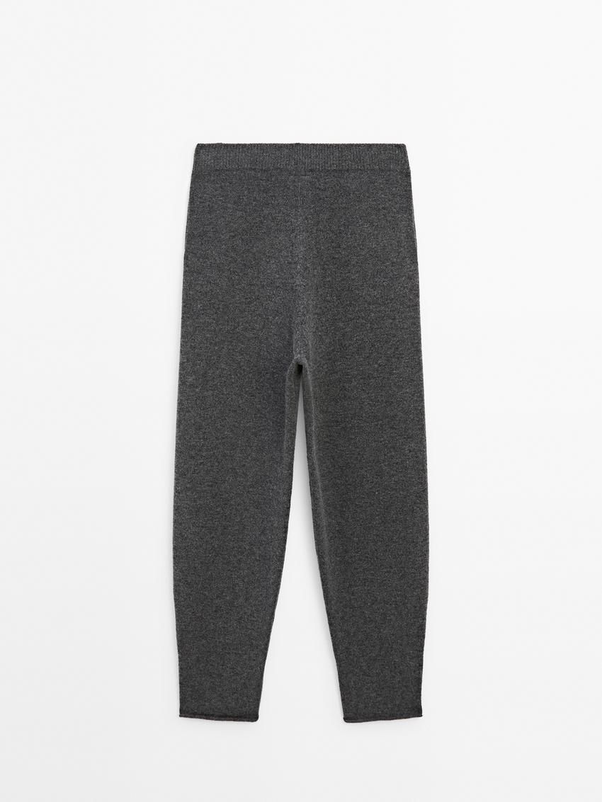 Massimo Dutti Wool Blend Chunky Knit Women Trousers Dark Grey | US-HV3807295