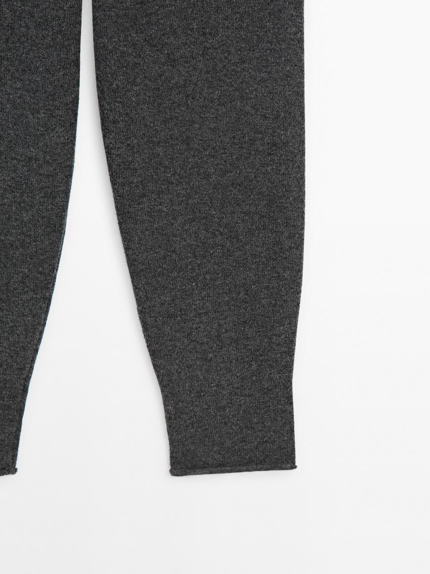 Massimo Dutti Wool Blend Chunky Knit Women Trousers Dark Grey | US-HV3807295