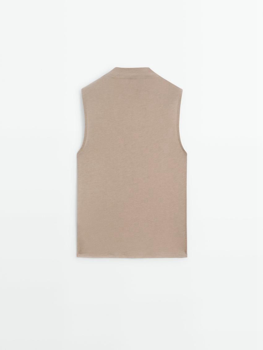 Massimo Dutti Wool Blend Cowl Neck Women Top Beige | US-TB6821957