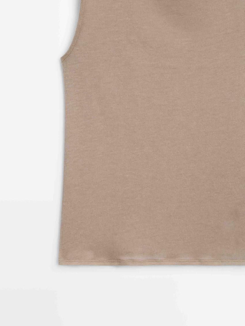 Massimo Dutti Wool Blend Cowl Neck Women Top Beige | US-TB6821957