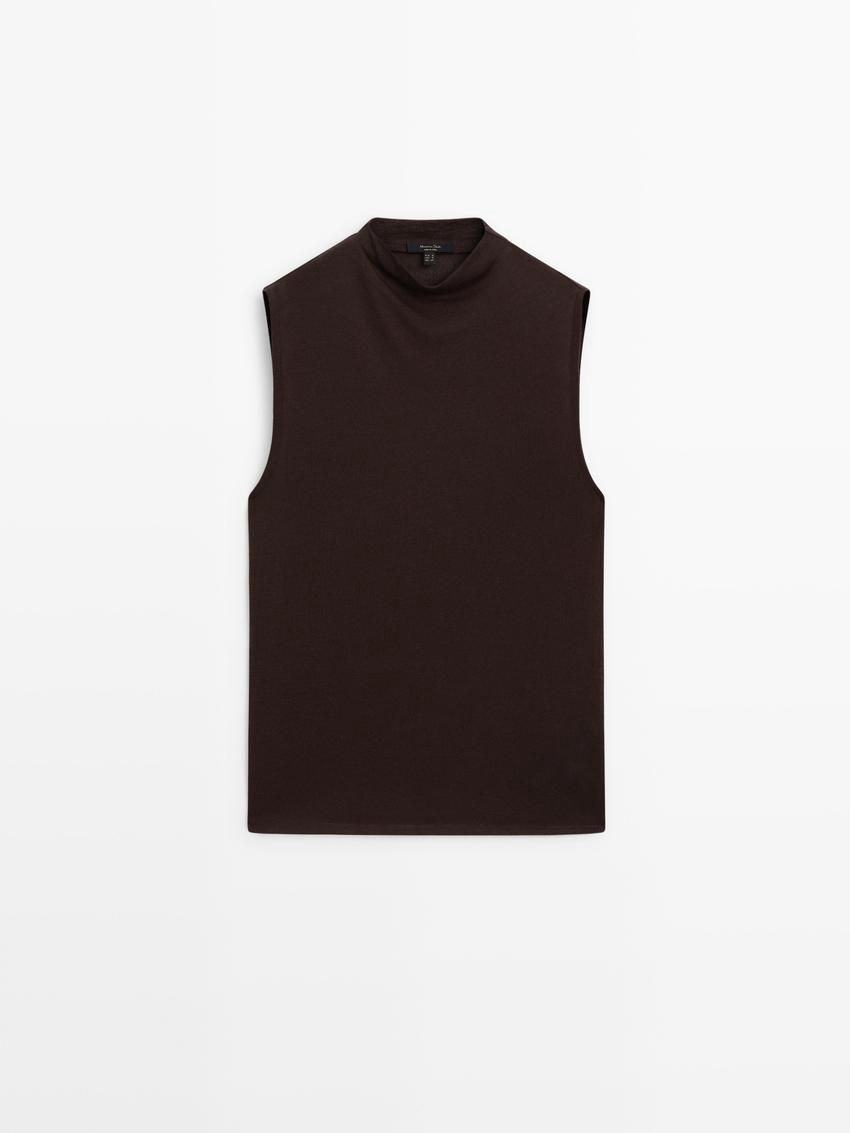 Massimo Dutti Wool Blend Cowl Neck Women Top Dark Brown | US-HQ9270638