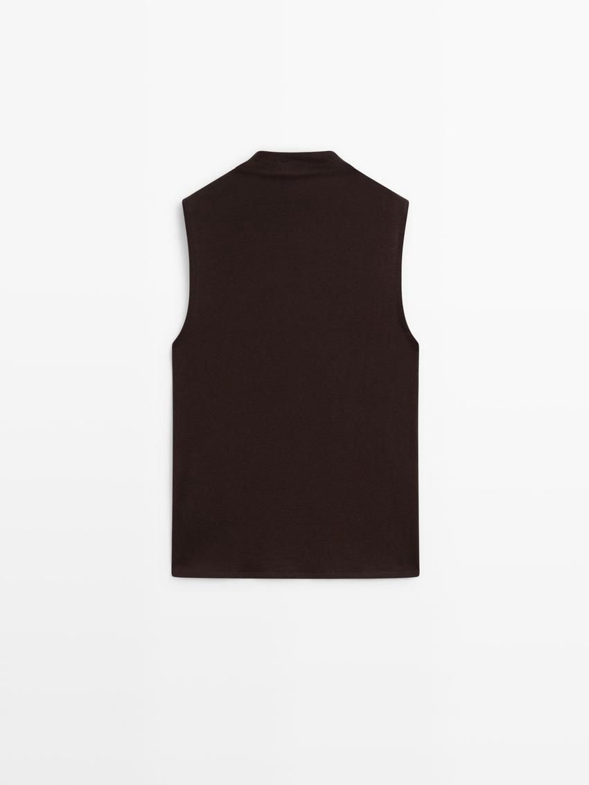 Massimo Dutti Wool Blend Cowl Neck Women Top Dark Brown | US-HQ9270638