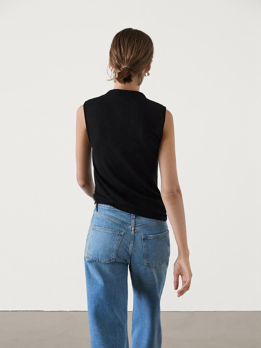 Massimo Dutti Wool Blend Cowl Neck Women Top Black | US-ND4376809