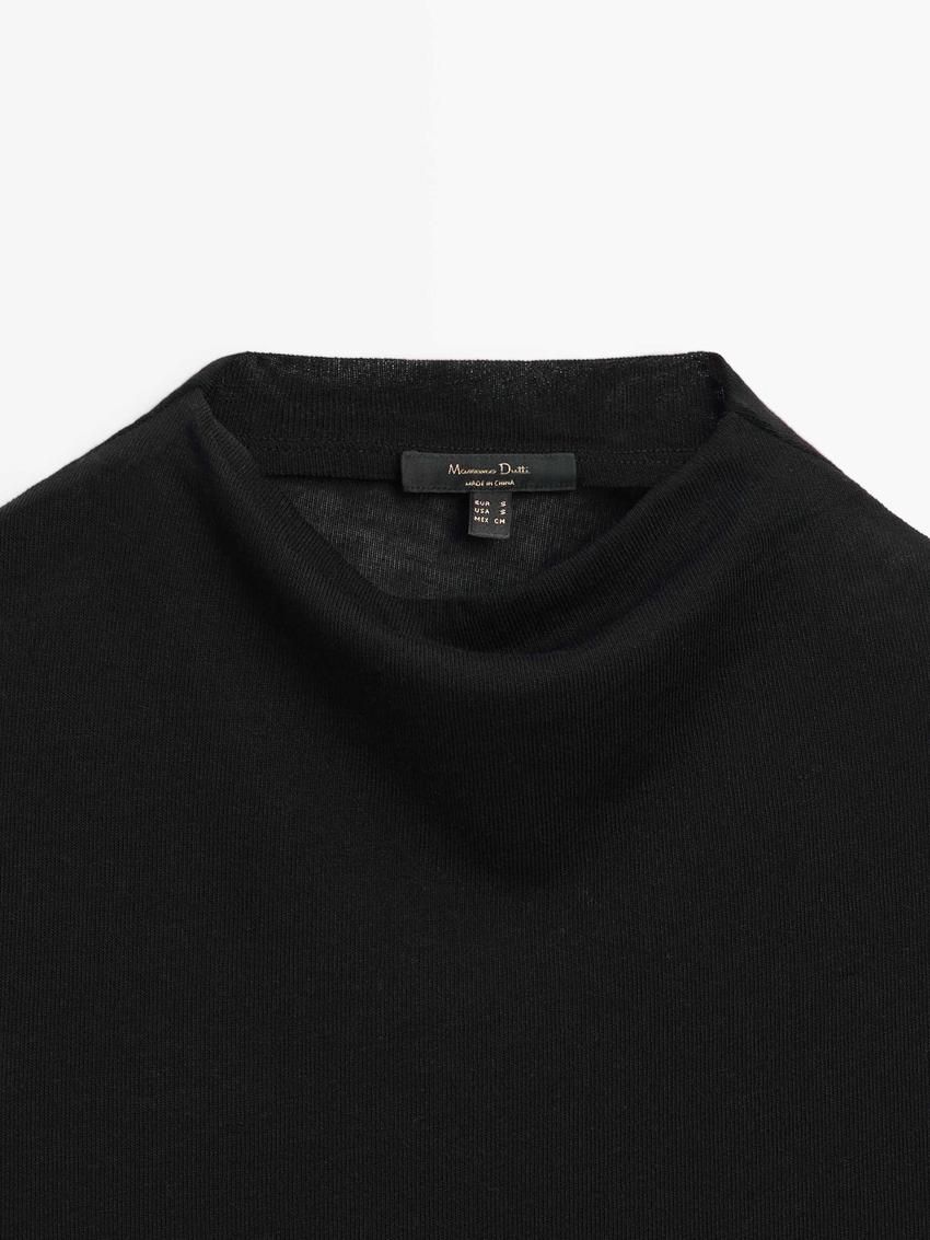 Massimo Dutti Wool Blend Cowl Neck Women Top Black | US-ND4376809