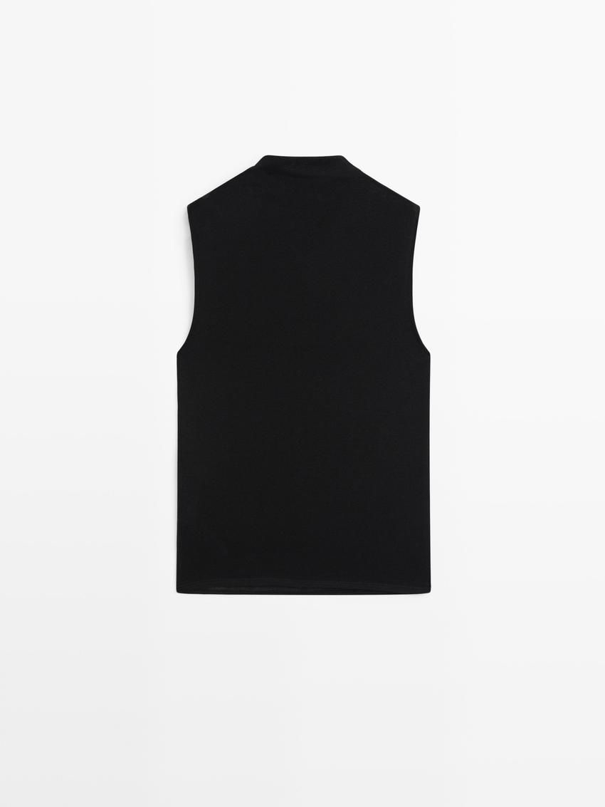 Massimo Dutti Wool Blend Cowl Neck Women Top Black | US-ND4376809