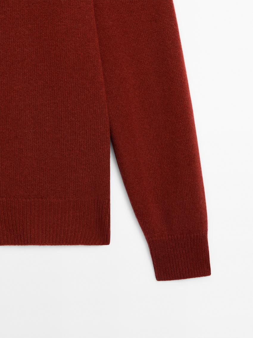 Massimo Dutti Wool Blend Crew Neck Knit Men Sweater Red Brown | US-MI7819036