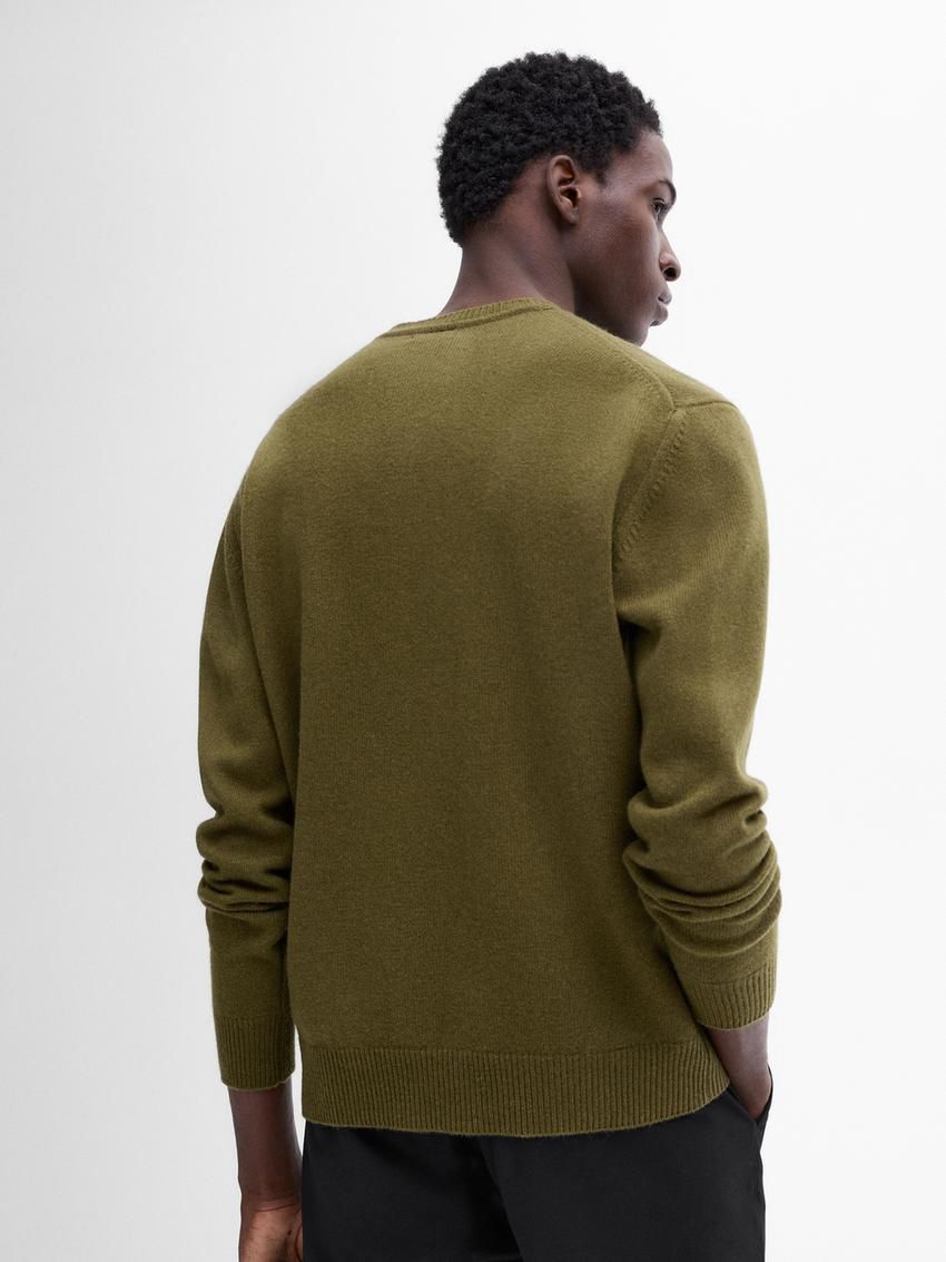 Massimo Dutti Wool Blend Crew Neck Knit Men Sweater Green | US-XA7486031