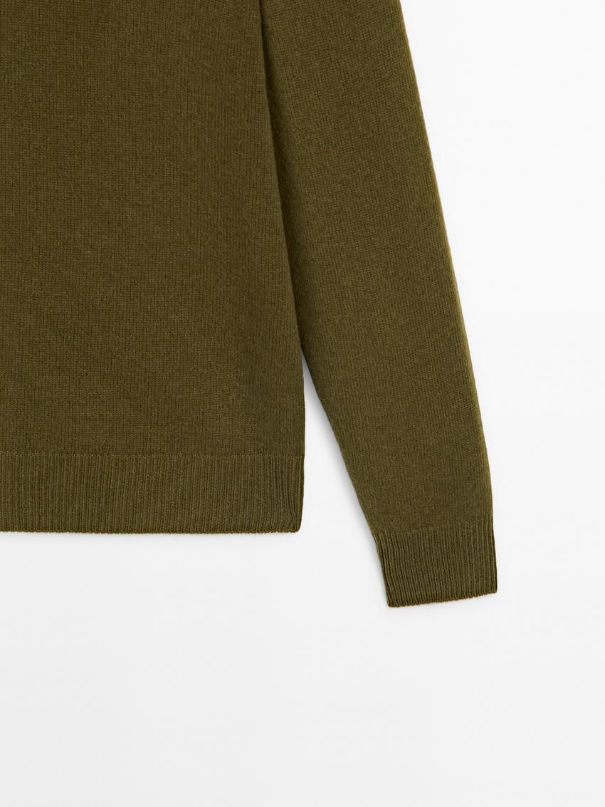 Massimo Dutti Wool Blend Crew Neck Knit Men Sweater Green | US-XA7486031