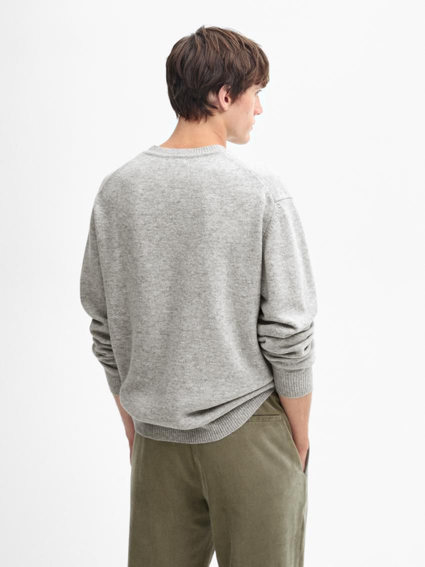 Massimo Dutti Wool Blend Crew Neck Knit Men Sweater Grey | US-EK3458176