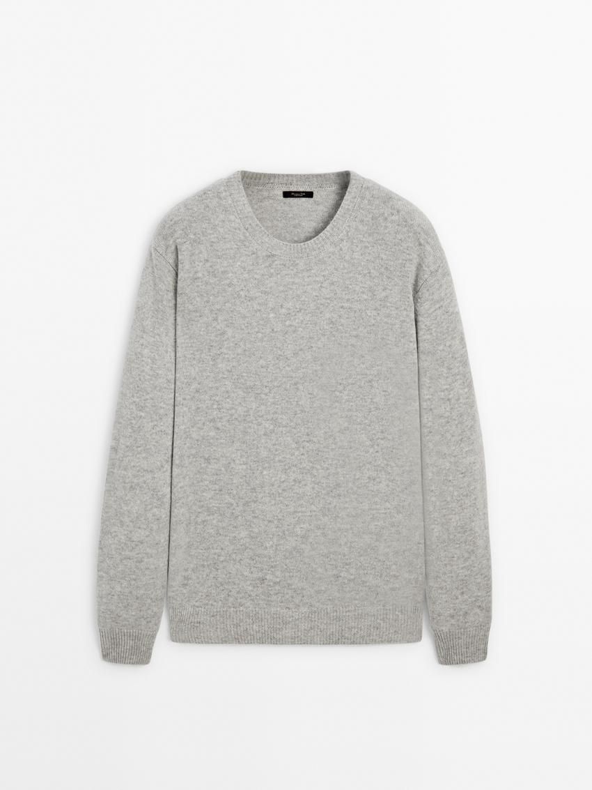 Massimo Dutti Wool Blend Crew Neck Knit Men Sweater Grey | US-EK3458176