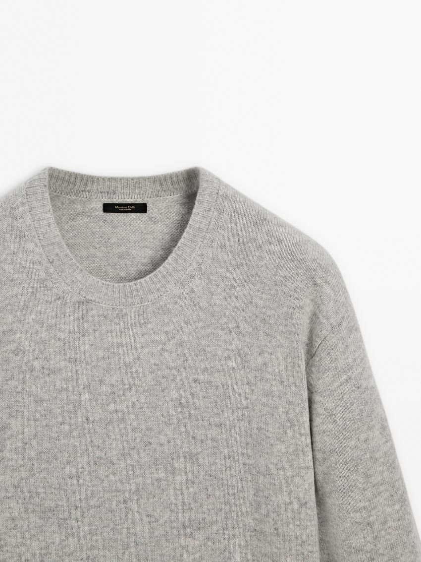 Massimo Dutti Wool Blend Crew Neck Knit Men Sweater Grey | US-EK3458176