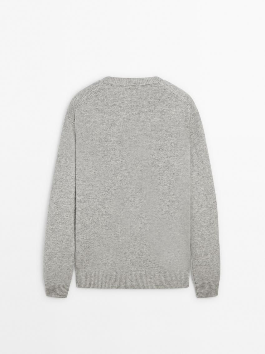 Massimo Dutti Wool Blend Crew Neck Knit Men Sweater Grey | US-EK3458176
