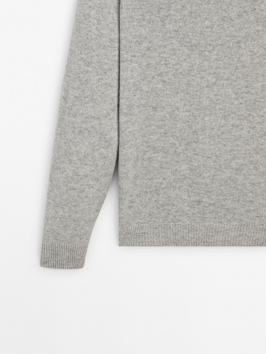 Massimo Dutti Wool Blend Crew Neck Knit Men Sweater Grey | US-EK3458176