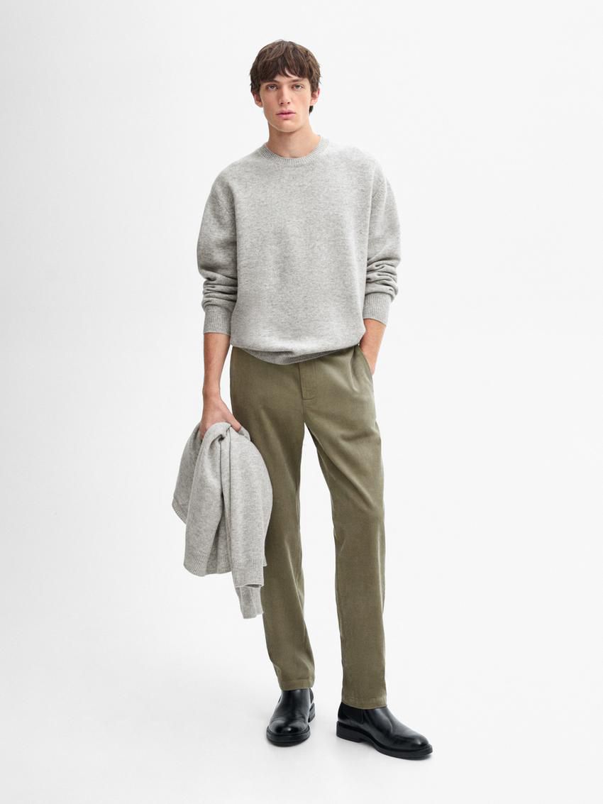 Massimo Dutti Wool Blend Crew Neck Knit Men Sweater Grey | US-EK3458176