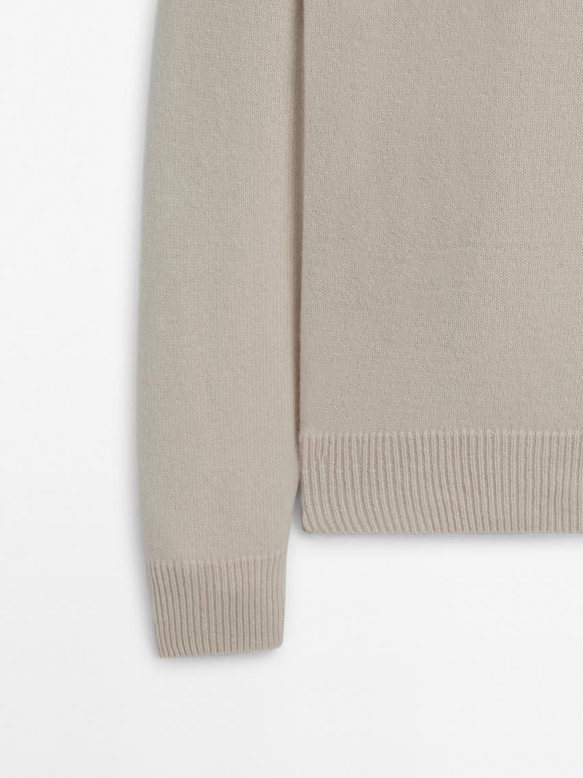 Massimo Dutti Wool Blend Crew Neck Knit Men Sweater Beige | US-XJ3972654
