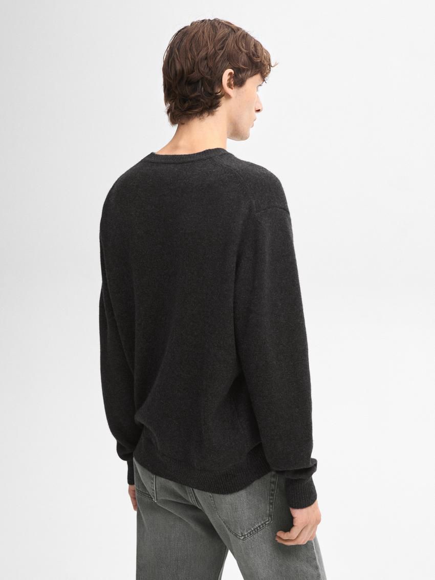 Massimo Dutti Wool Blend Crew Neck Knit Men Sweater Dark Grey | US-HN9463502