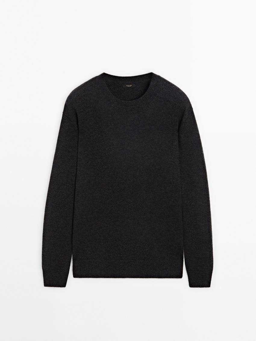 Massimo Dutti Wool Blend Crew Neck Knit Men Sweater Dark Grey | US-HN9463502