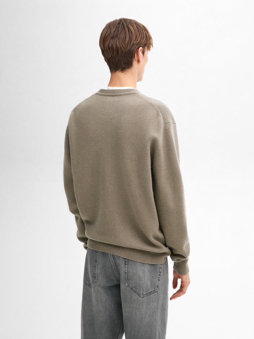 Massimo Dutti Wool Blend Crew Neck Knit Men Sweater Grey Green | US-NJ9065318