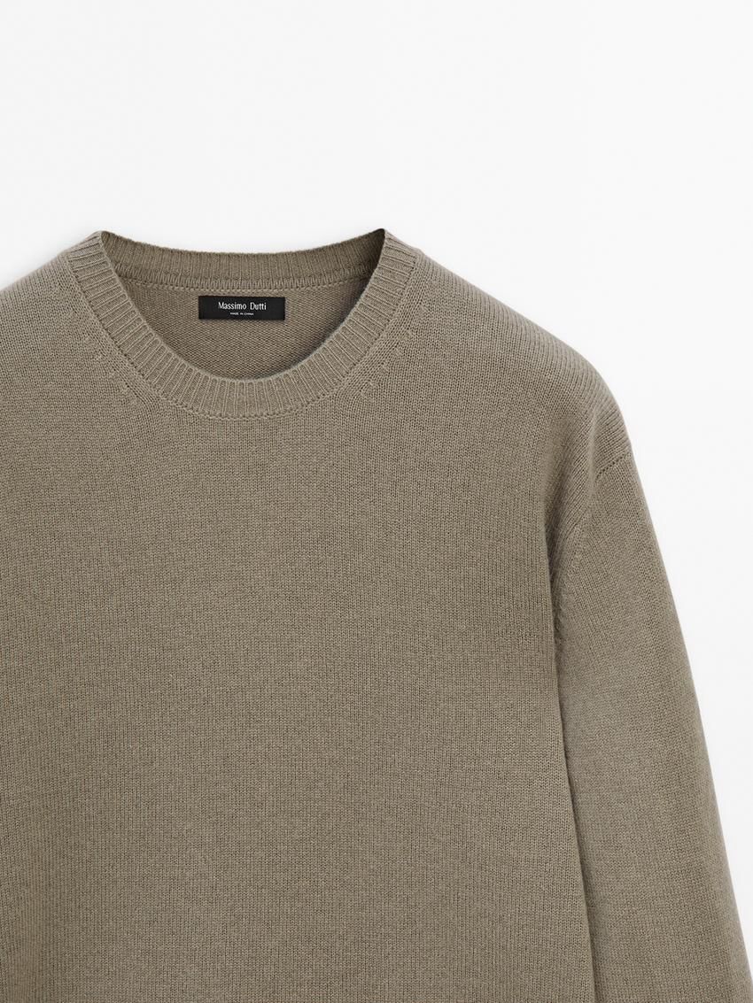 Massimo Dutti Wool Blend Crew Neck Knit Men Sweater Grey Green | US-NJ9065318