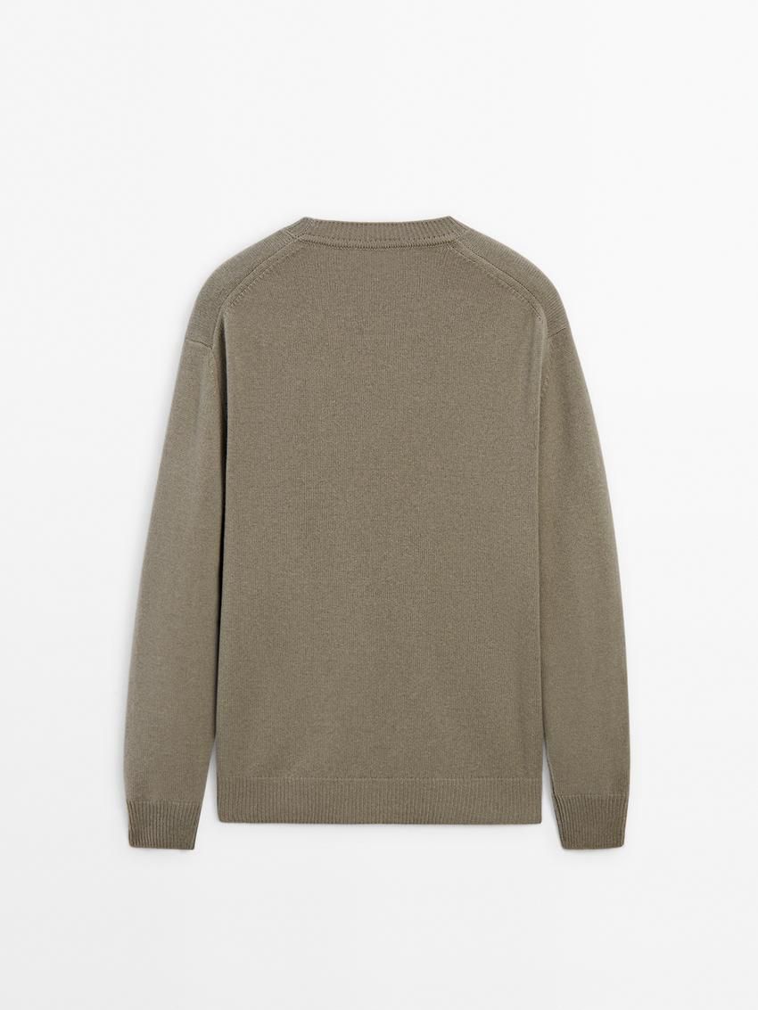 Massimo Dutti Wool Blend Crew Neck Knit Men Sweater Grey Green | US-NJ9065318