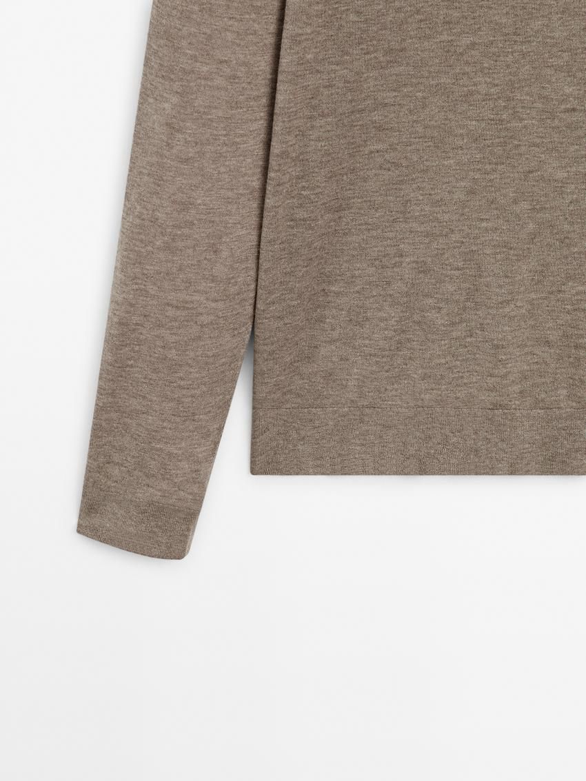 Massimo Dutti Wool Blend Crew Neck Men Sweater Brown Beige | US-DH3509814