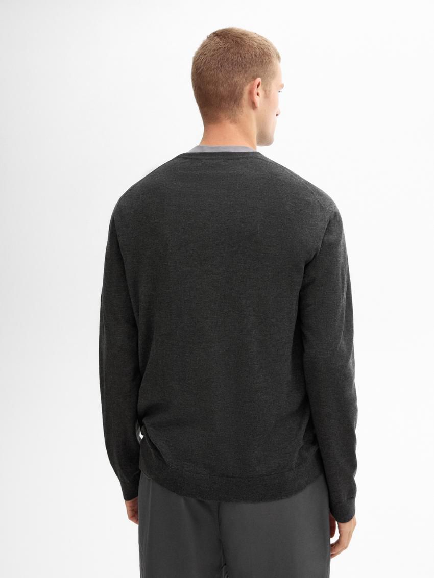 Massimo Dutti Wool Blend Crew Neck Men Sweater Dark Grey | US-LE9435827