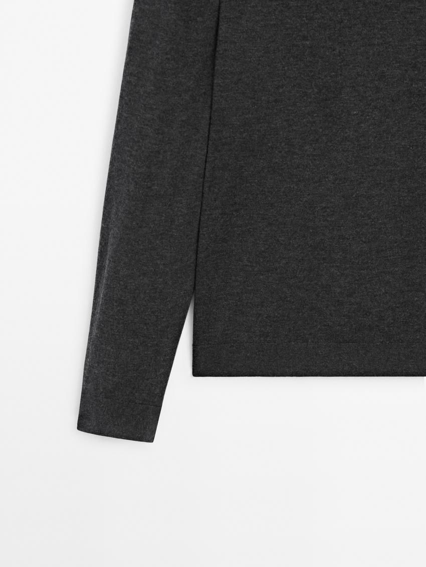 Massimo Dutti Wool Blend Crew Neck Men Sweater Dark Grey | US-LE9435827