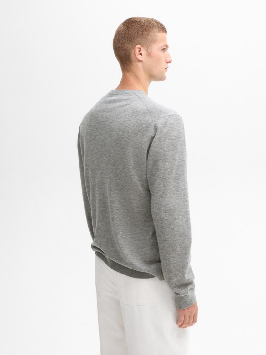 Massimo Dutti Wool Blend Crew Neck Men Sweater Grey | US-QZ5214096
