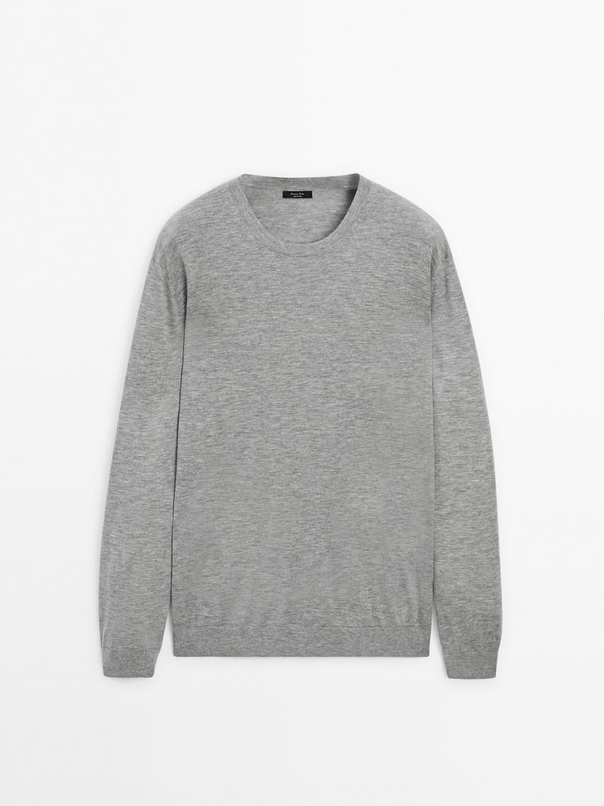 Massimo Dutti Wool Blend Crew Neck Men Sweater Grey | US-QZ5214096