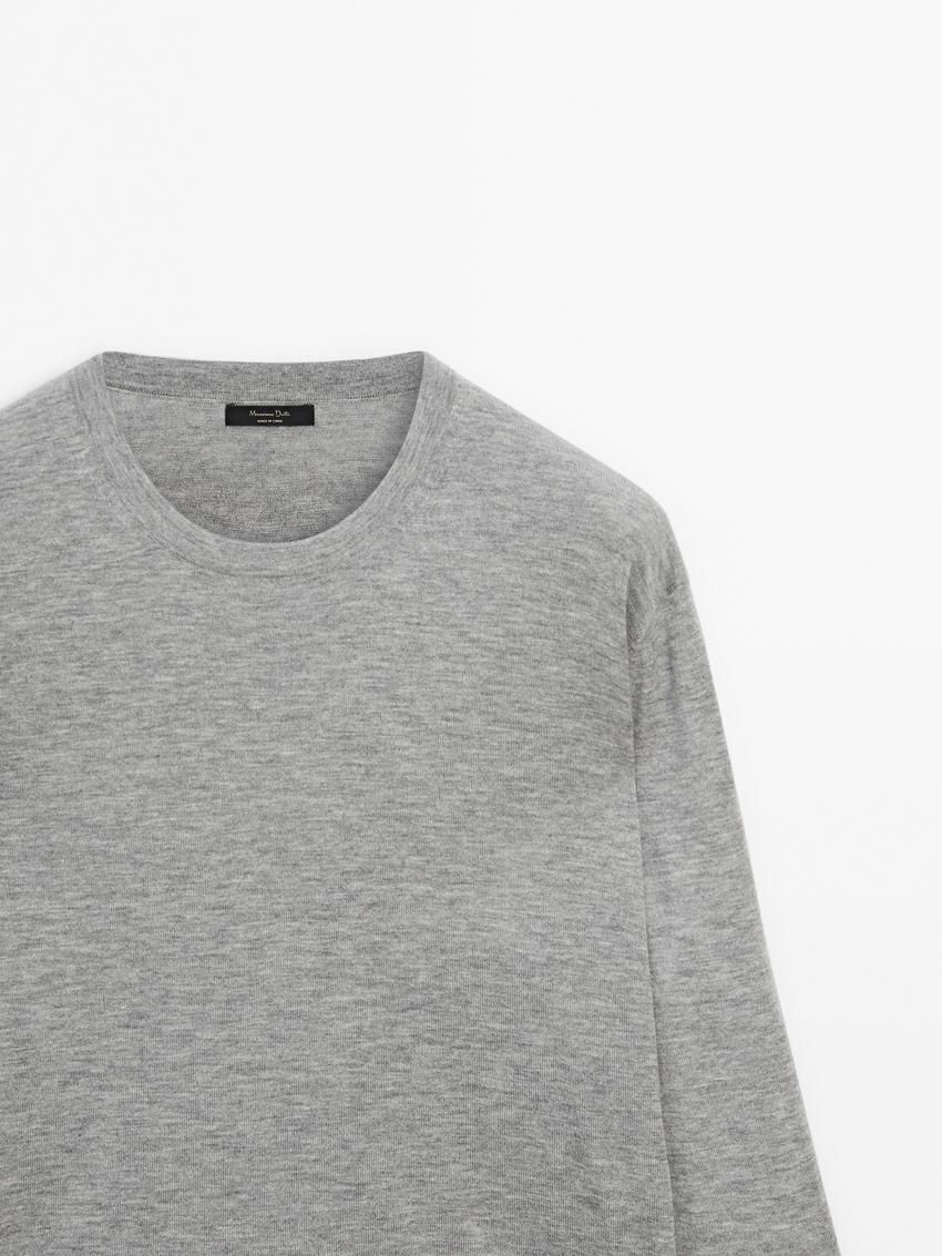 Massimo Dutti Wool Blend Crew Neck Men Sweater Grey | US-QZ5214096