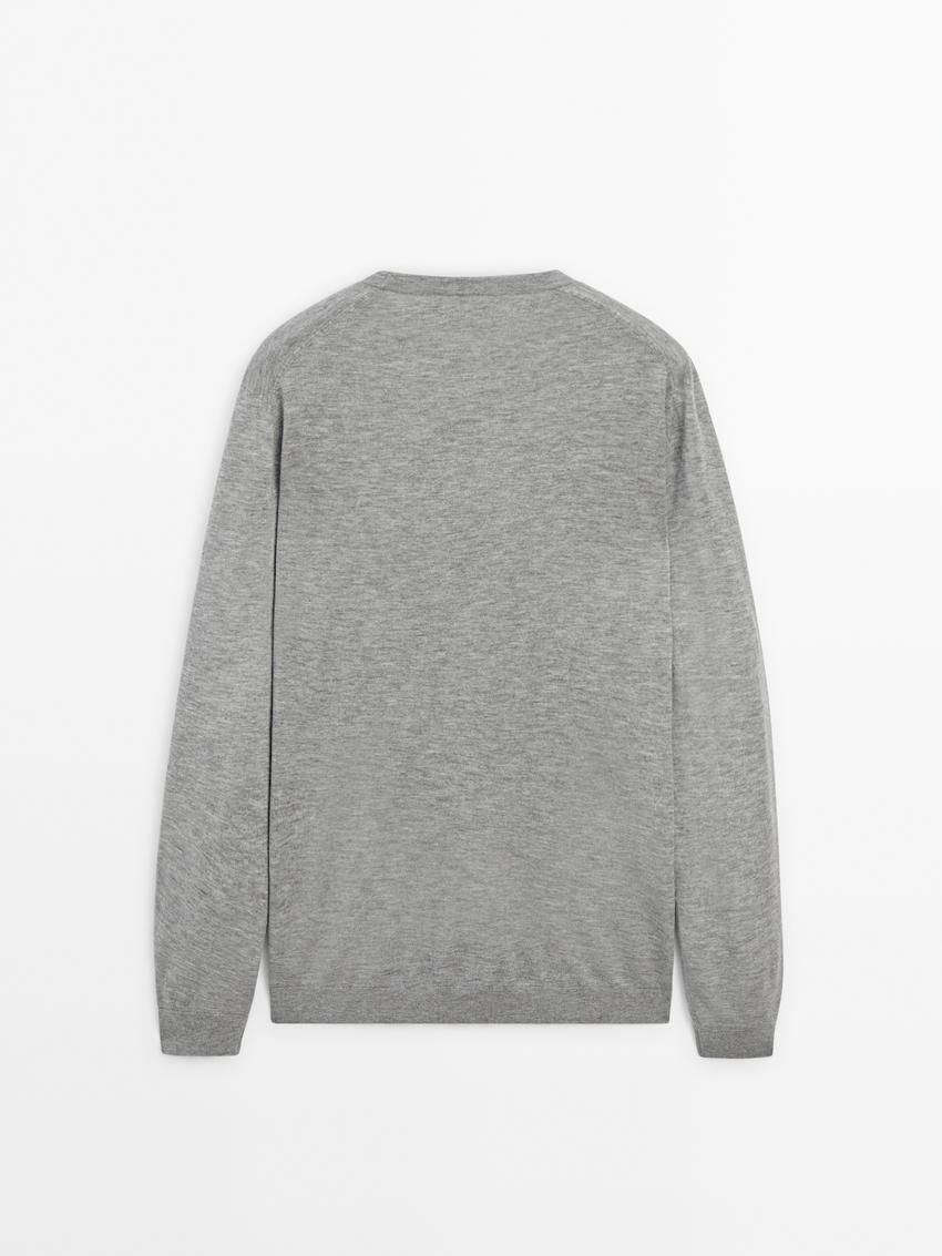 Massimo Dutti Wool Blend Crew Neck Men Sweater Grey | US-QZ5214096