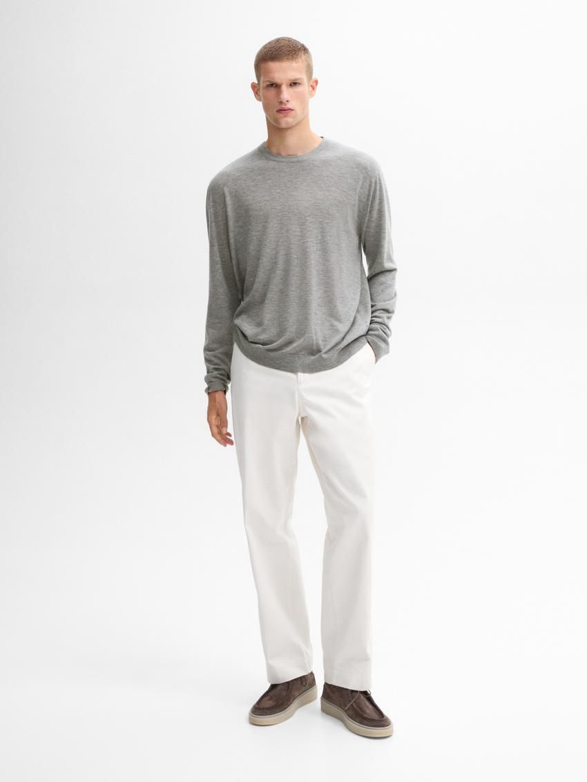Massimo Dutti Wool Blend Crew Neck Men Sweater Grey | US-QZ5214096
