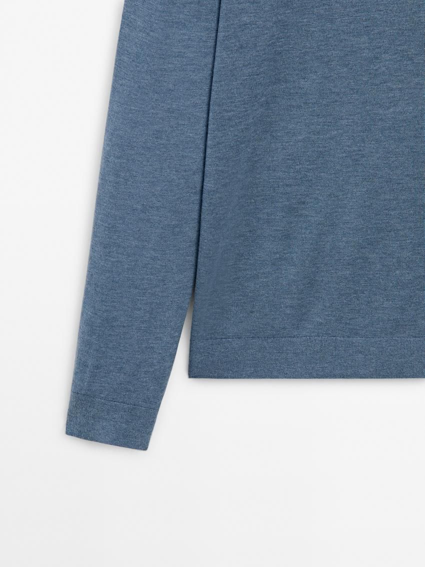 Massimo Dutti Wool Blend Crew Neck Men Sweater Blue | US-JW3654098