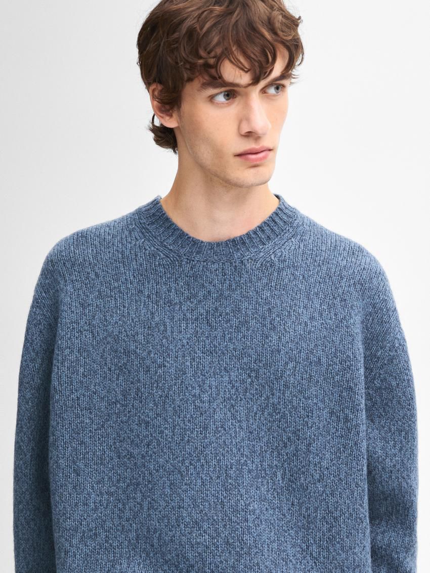 Massimo Dutti Wool Blend Crew Neck Men Sweater Blue | US-XT6402179