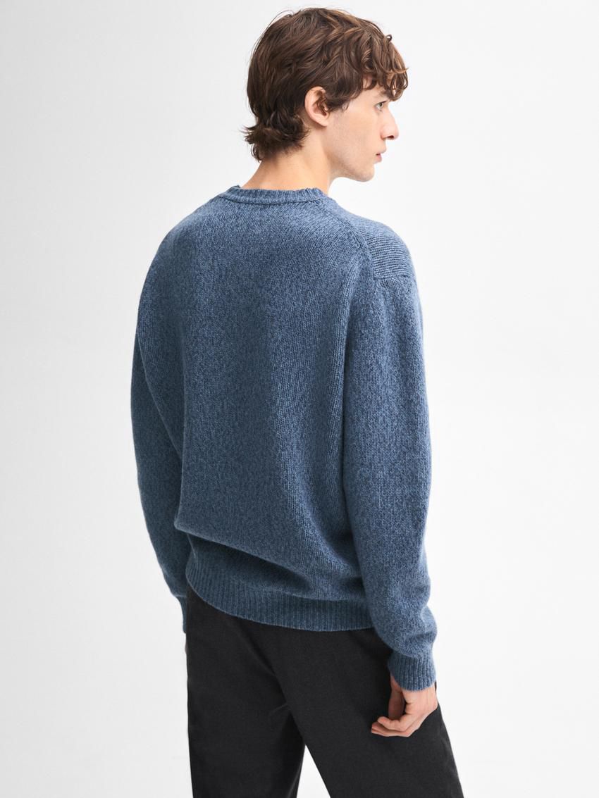 Massimo Dutti Wool Blend Crew Neck Men Sweater Blue | US-XT6402179