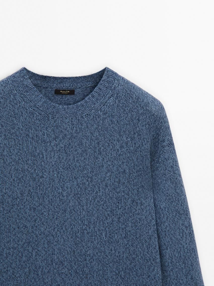 Massimo Dutti Wool Blend Crew Neck Men Sweater Blue | US-XT6402179