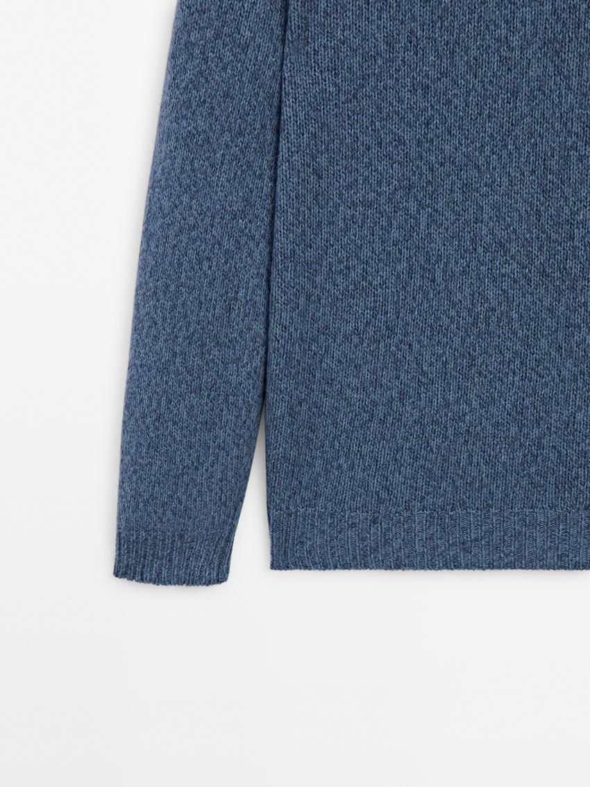 Massimo Dutti Wool Blend Crew Neck Men Sweater Blue | US-XT6402179