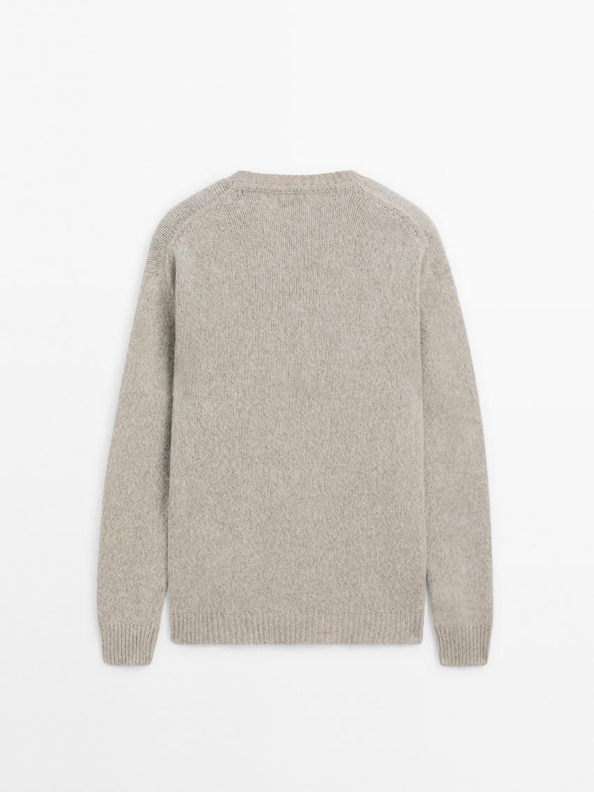 Massimo Dutti Wool Blend Crew Neck Men Sweater Brown Beige | US-RF0657493