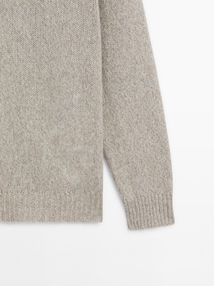 Massimo Dutti Wool Blend Crew Neck Men Sweater Brown Beige | US-RF0657493
