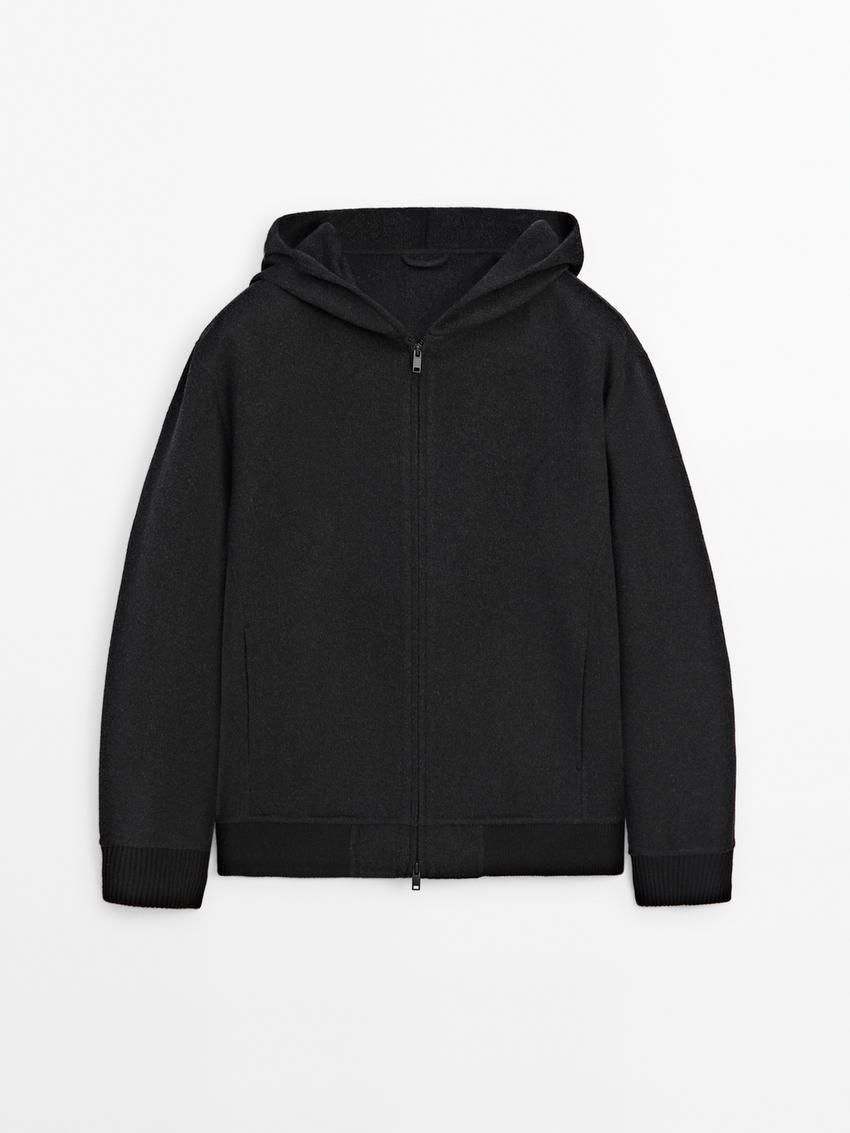 Massimo Dutti Wool Blend Double-faced Men Hoodie Dark Grey | US-VN9754621