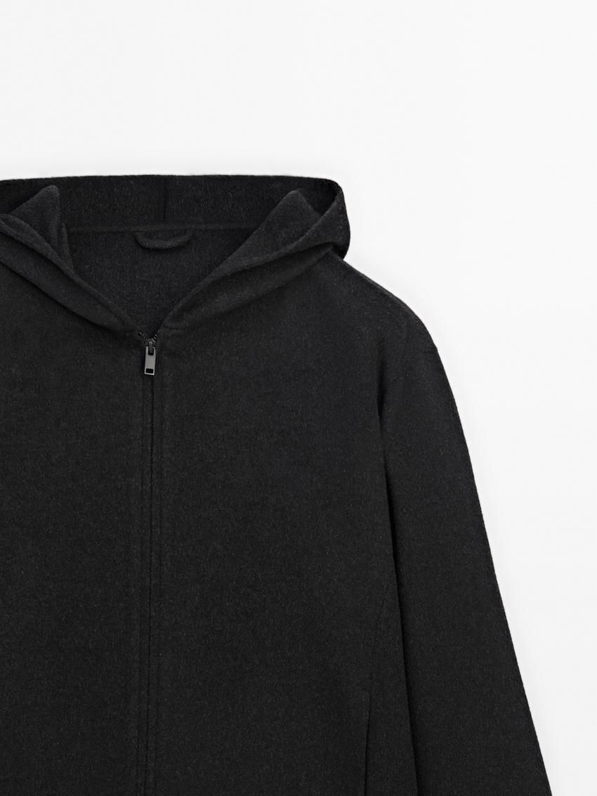 Massimo Dutti Wool Blend Double-faced Men Hoodie Dark Grey | US-VN9754621