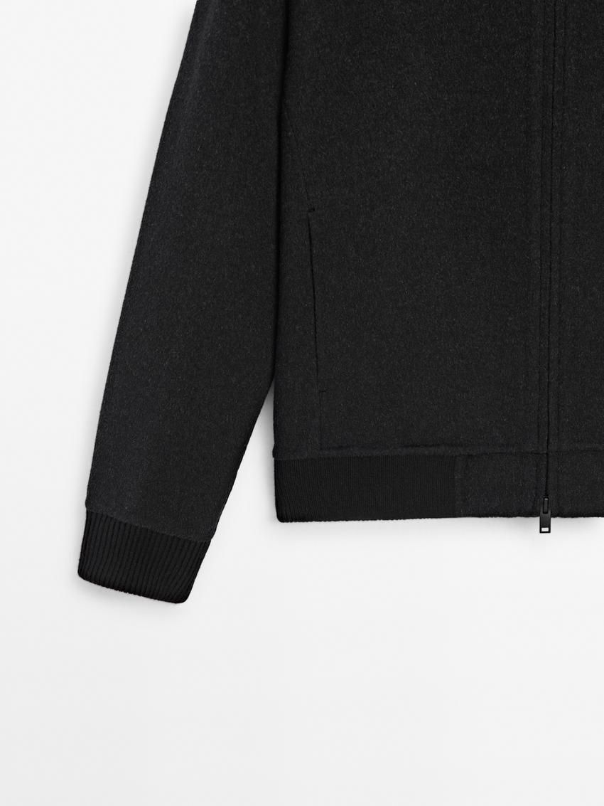 Massimo Dutti Wool Blend Double-faced Men Hoodie Dark Grey | US-VN9754621