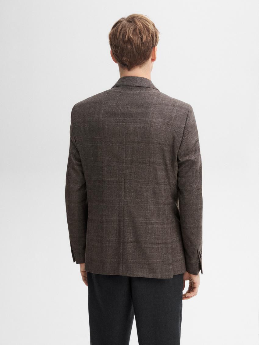 Massimo Dutti Wool Blend Flannel Men Blazer Dark Brown | US-YD8713094