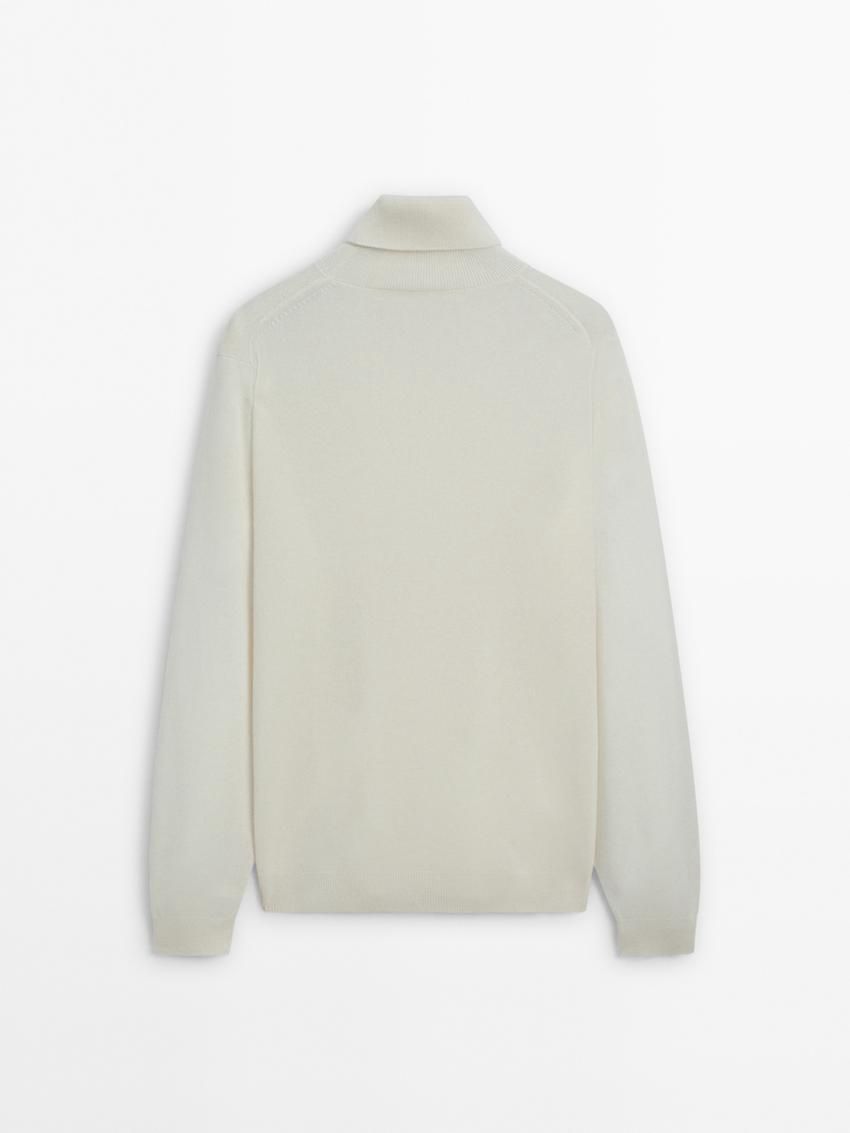 Massimo Dutti Wool Blend High Neck Men Sweater Cream | US-SR4910523