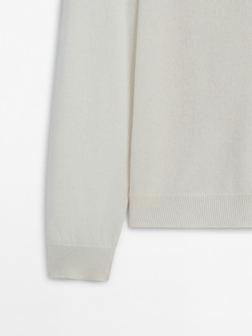 Massimo Dutti Wool Blend High Neck Men Sweater Cream | US-SR4910523