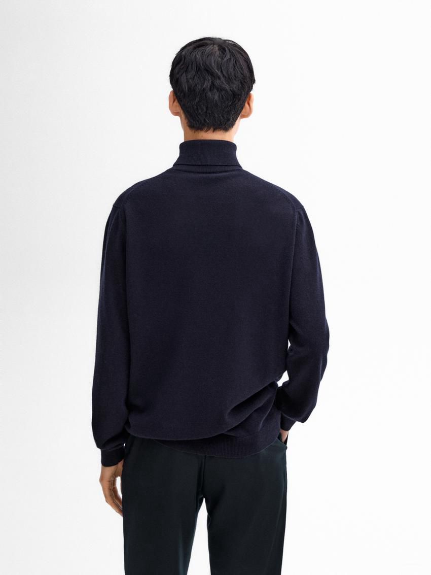 Massimo Dutti Wool Blend High Neck Men Sweater Navy | US-QN7308614